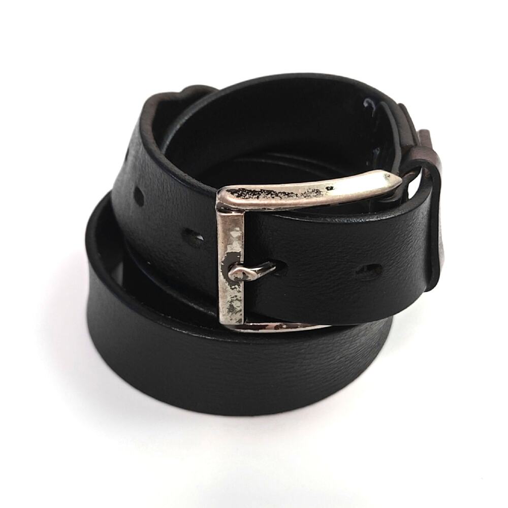 Goodfellow Men's Black Genuine Leather Belt Size Large Silver Buckle
